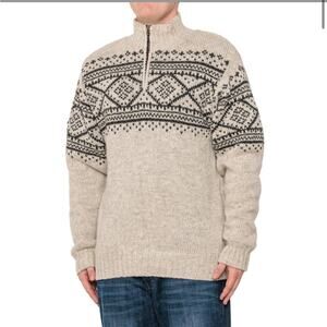 NWT Lost Horizons Wool Quarter Zip Sweater Fair Isle Nordic Sz M Men Lined